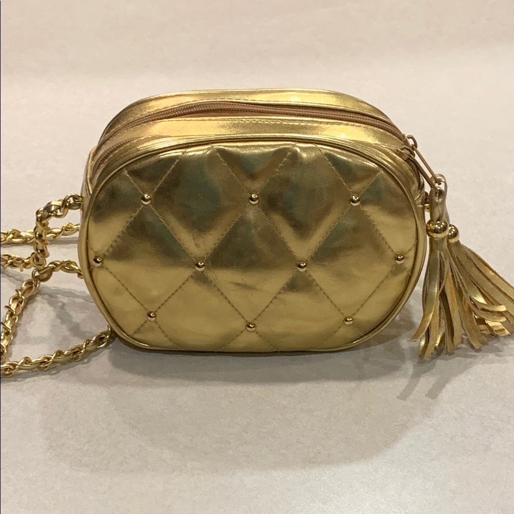 Y&S Handbags Goldtone Quilted Crossbody
